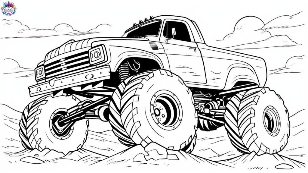 Monster Truck Coloring Book  Carros para colorir, Monster truck, Desenhos  de carros