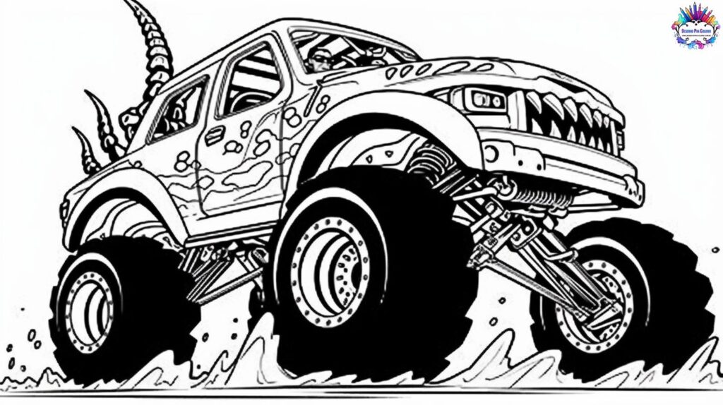 Monster Truck Coloring Book  Carros para colorir, Monster truck, Desenhos  de carros