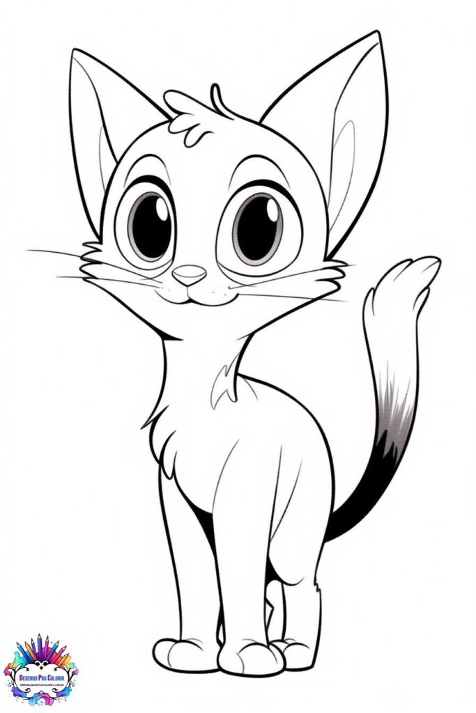 Desenho de Gato de Anime para colorir