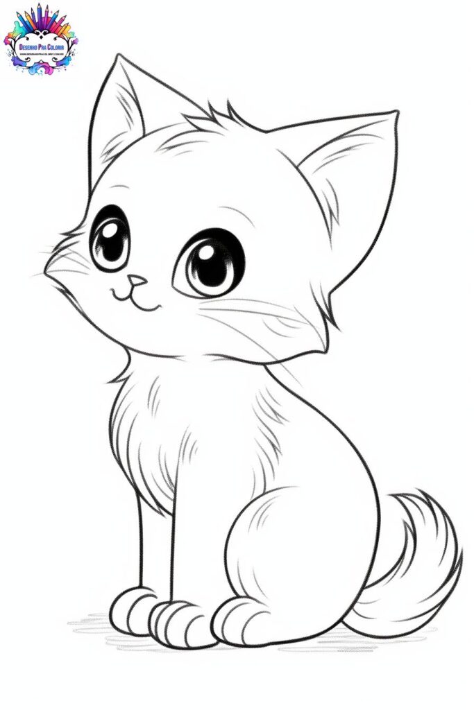 Desenho Para Colorir gato com filhote - Imagens Grátis Para