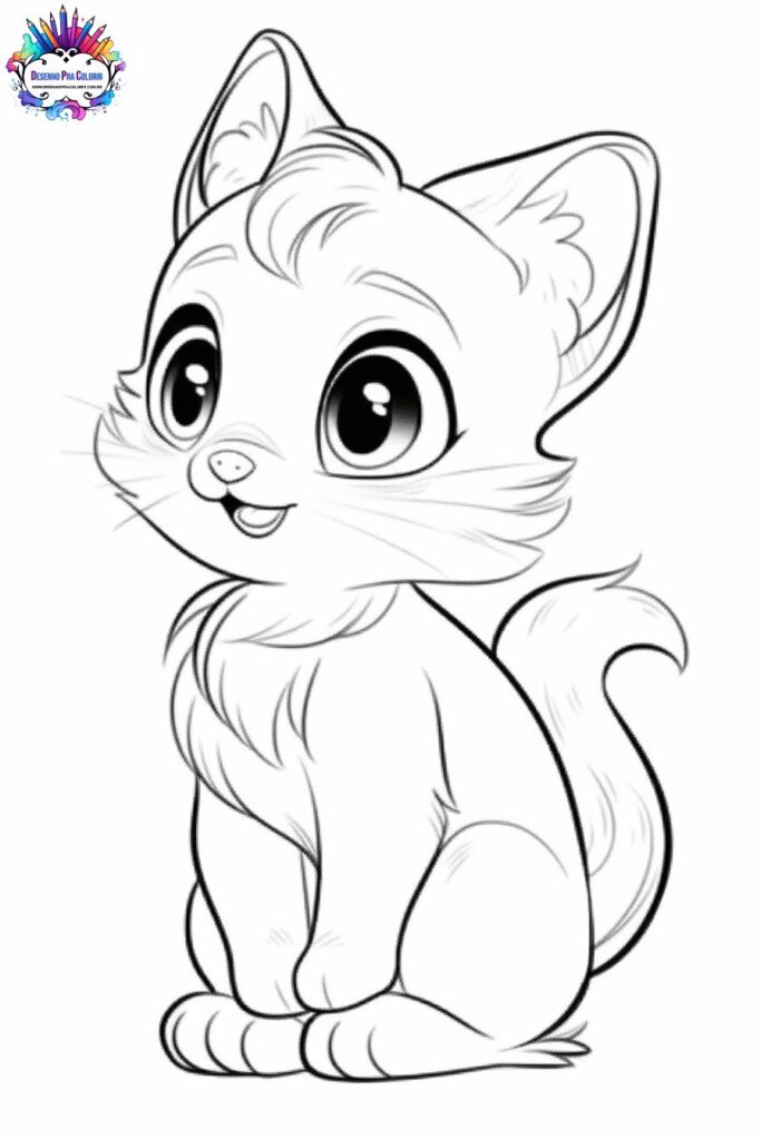Desenhos para colorir de desenho de um lindo gato kawaii para