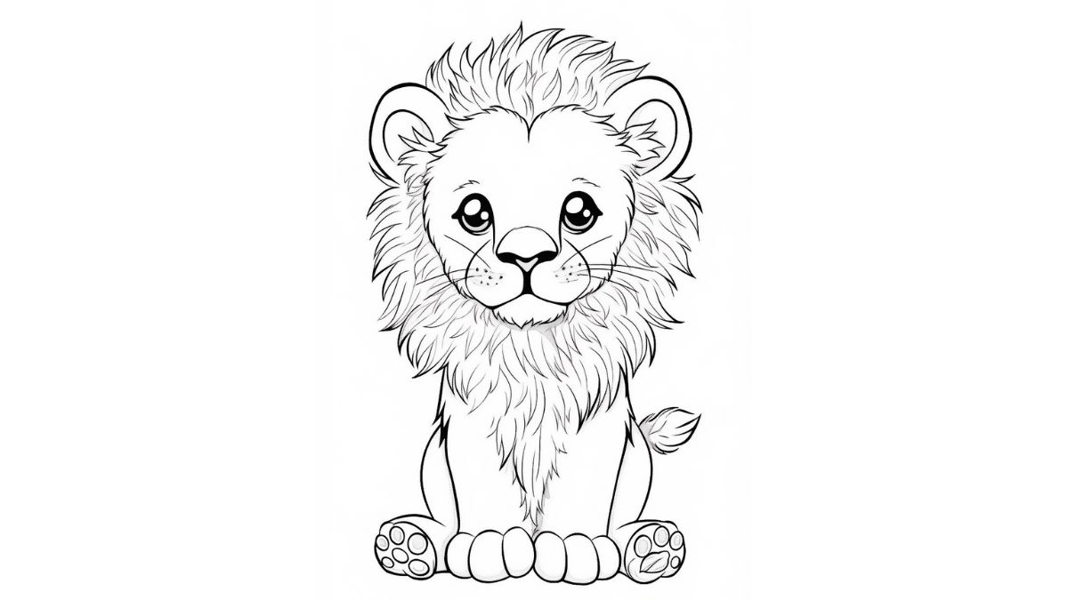 Desenhos de animais fofos para colorir para crianças desenho de um filhote  de leão para colorir para crianças