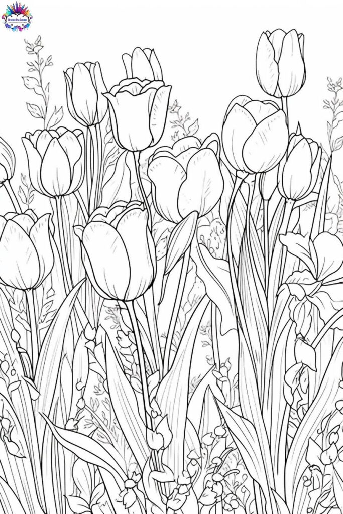 desenho para colorir flores tulipa