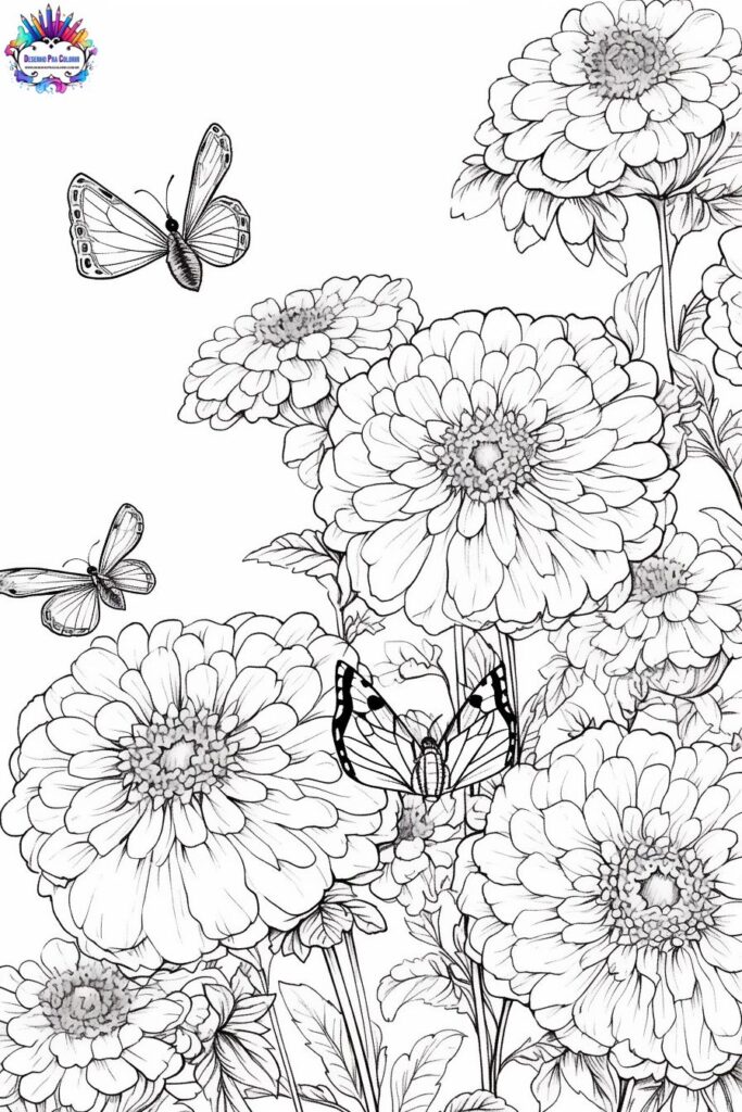 desenho para colorir flores zínia