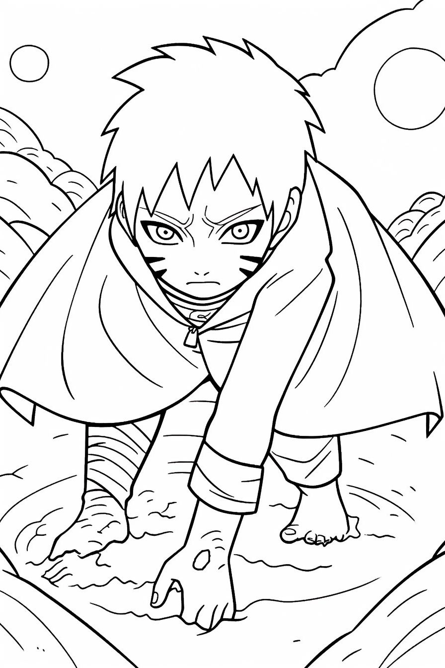 Desenho de Gaara de Naruto para colorir