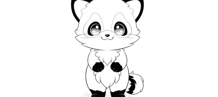 Desenho Para Colorir Panda Vermelho