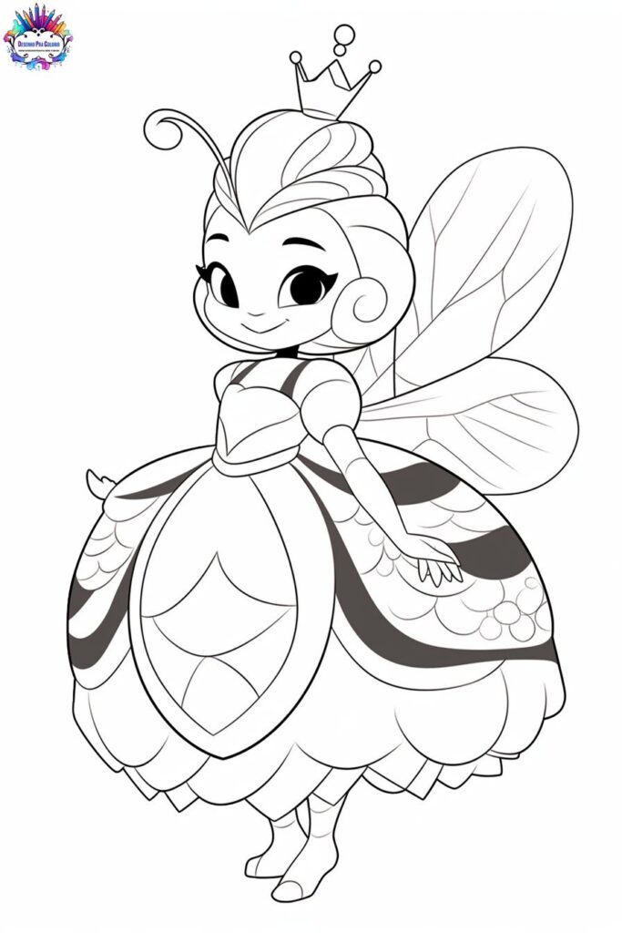 desenho de abelha rainha para colorir