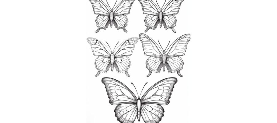 Lindo unicórnio com desenho de borboleta para colorir