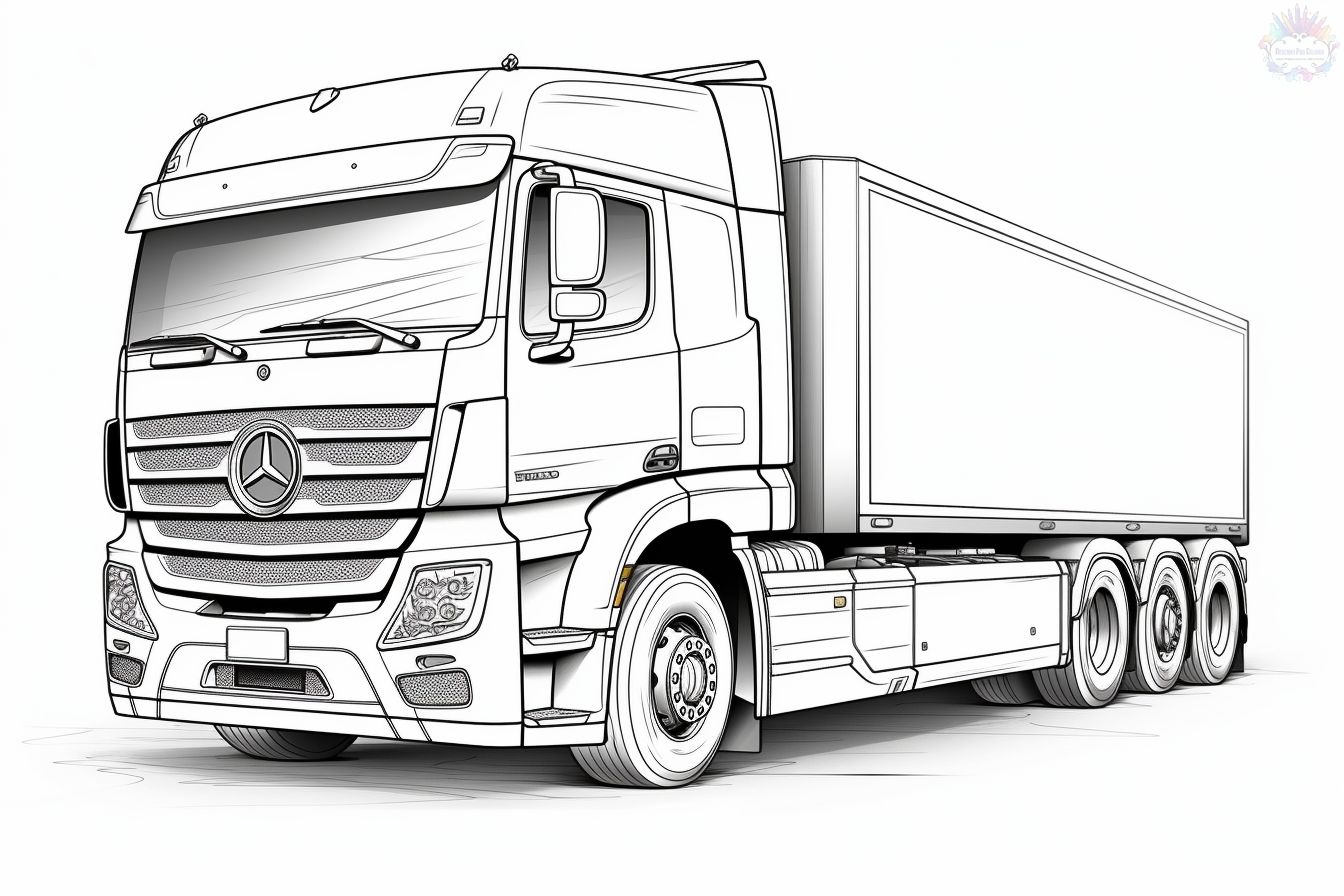 Desenhos para colorir de desenho de um caminhão de transporte para colorir  