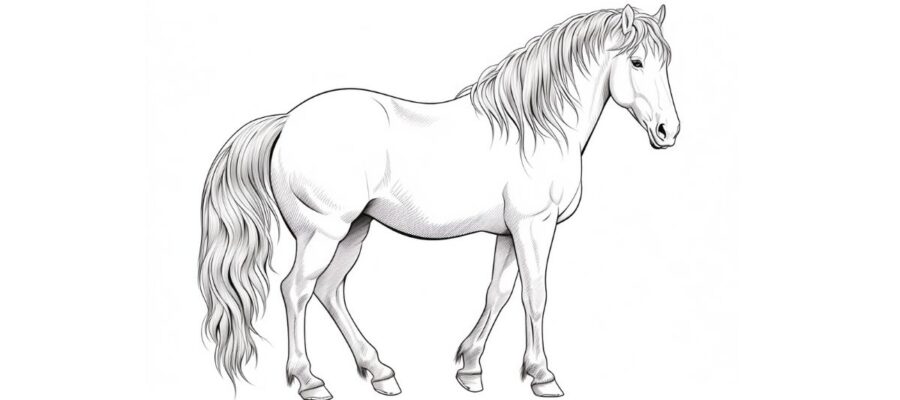 Desenho de Cavalo e crianças para colorir