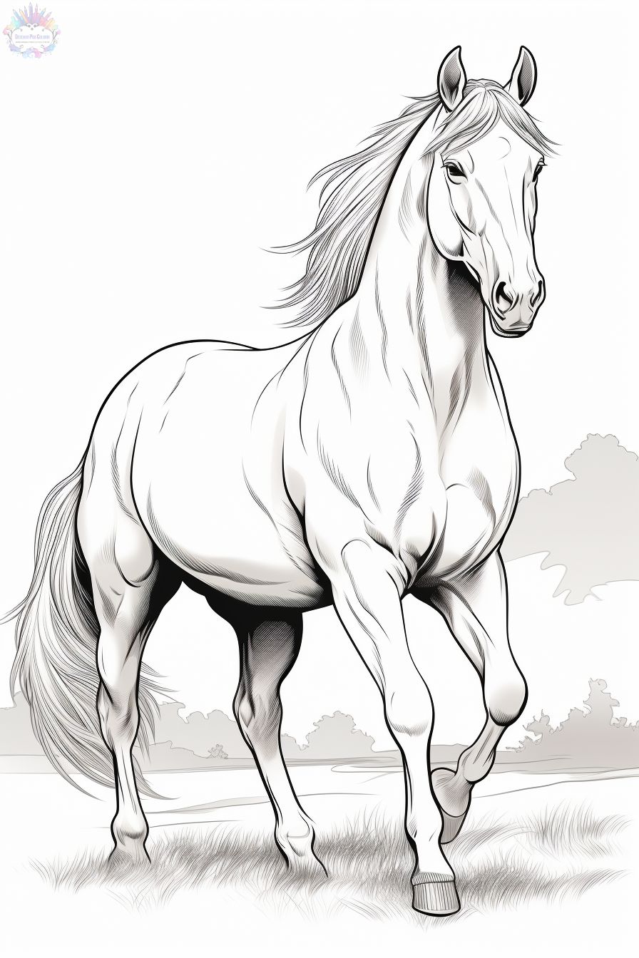 Desenhos para colorir de animais de fazenda de cavalos para crianças