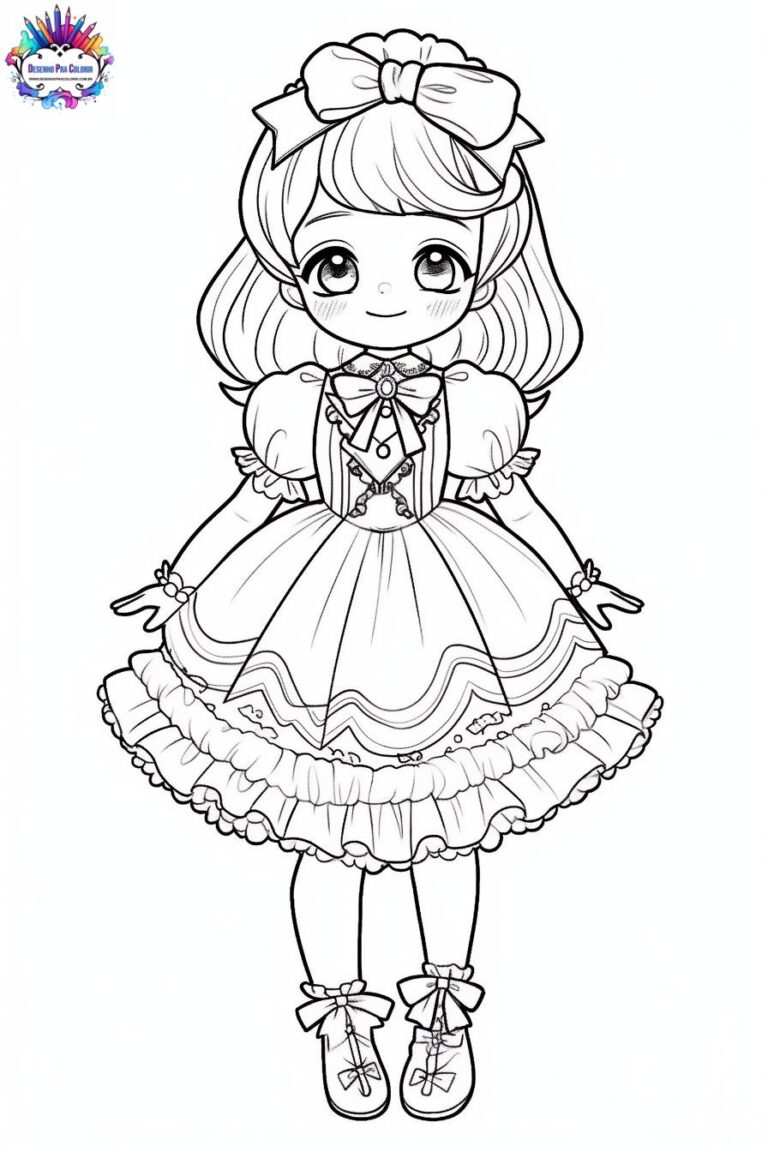 Desenhos de Boneca Para Colorir + De 40 Lindas e Com Vestidos