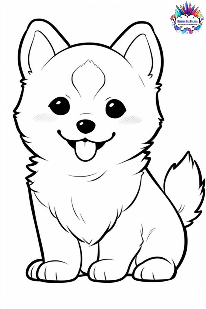Desenho de cachorrinho kawaii para colorir