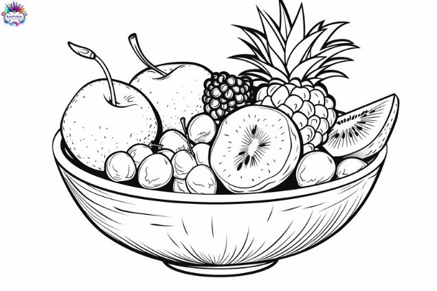 Desenhos para colorir de desenho de uma cesta de frutas para
