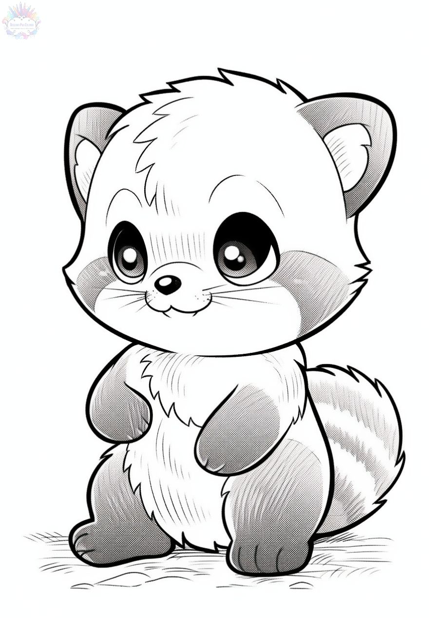 Desenho de Animais Para Colorir de Panda Vermelho