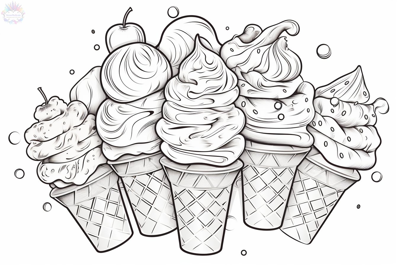Desenhos de sorvete de natal kawaii para colorir