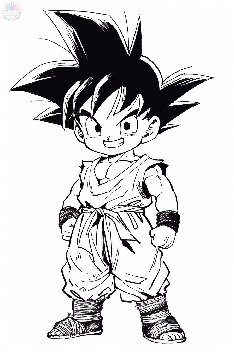 Goku criança para pintar e colorir - Imprimir Desenhos