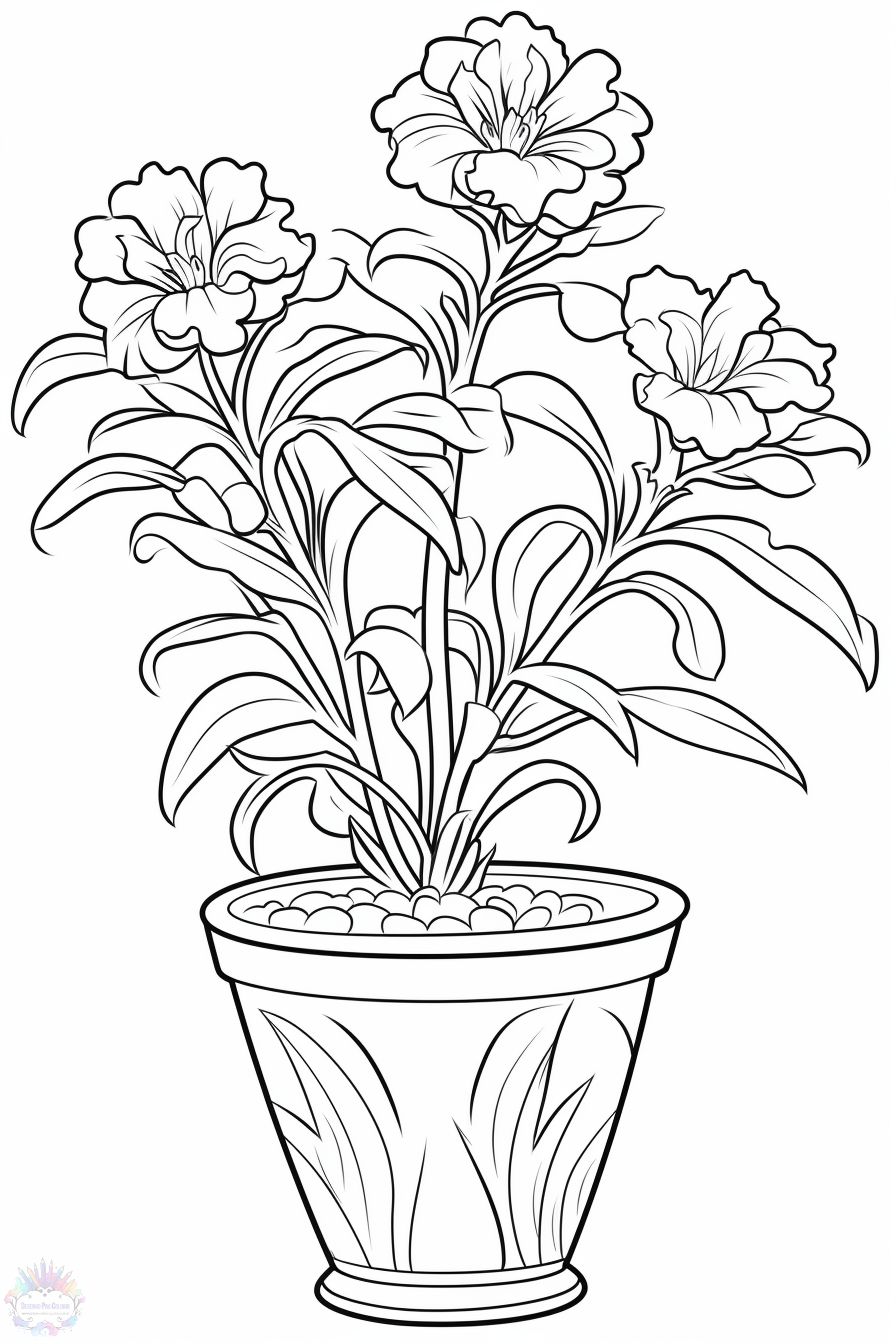 Desenho de Jarro de flores para Colorir - Colorir.com