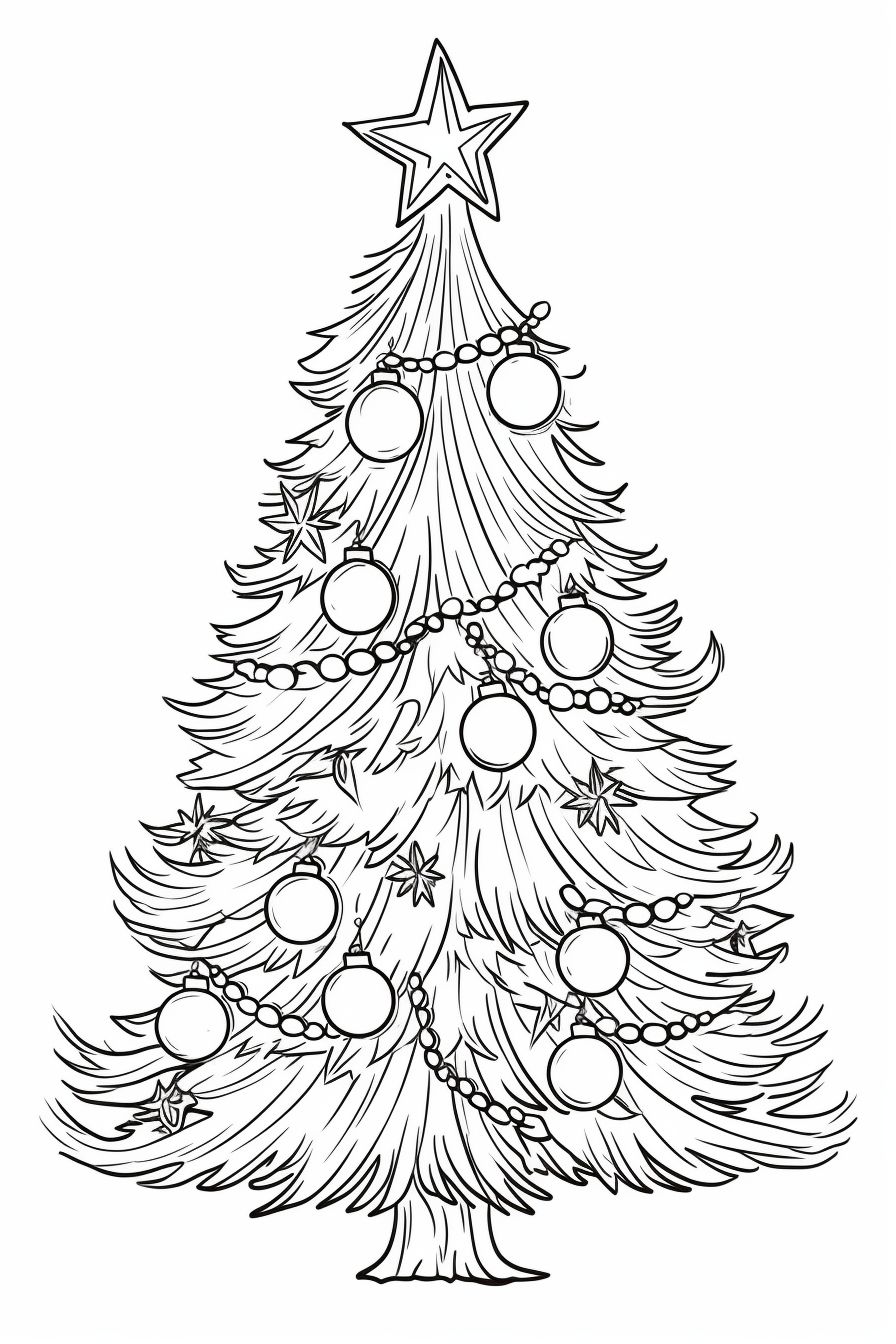 Desenho de menino de natal e árvore de natal para colorir