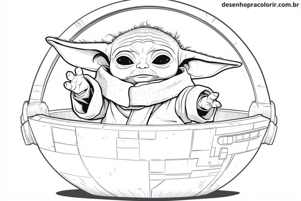 Baby Yoda Para Colorir
