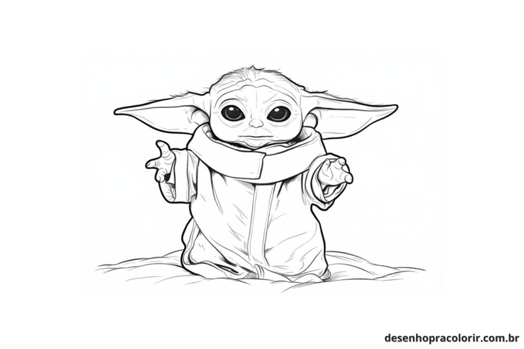 Baby Yoda Para Colorir