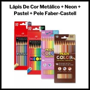 Lápis De Cor Metálico + Neon + Pastel + Pele Faber-Castell