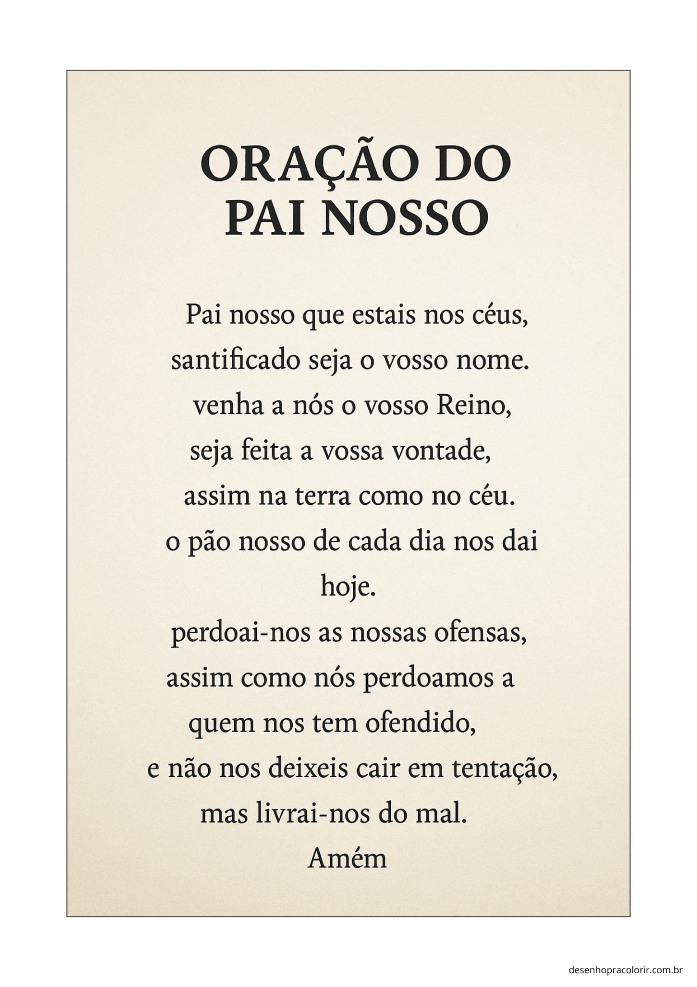 Oracao Do Pai Nosso Para Imprimir