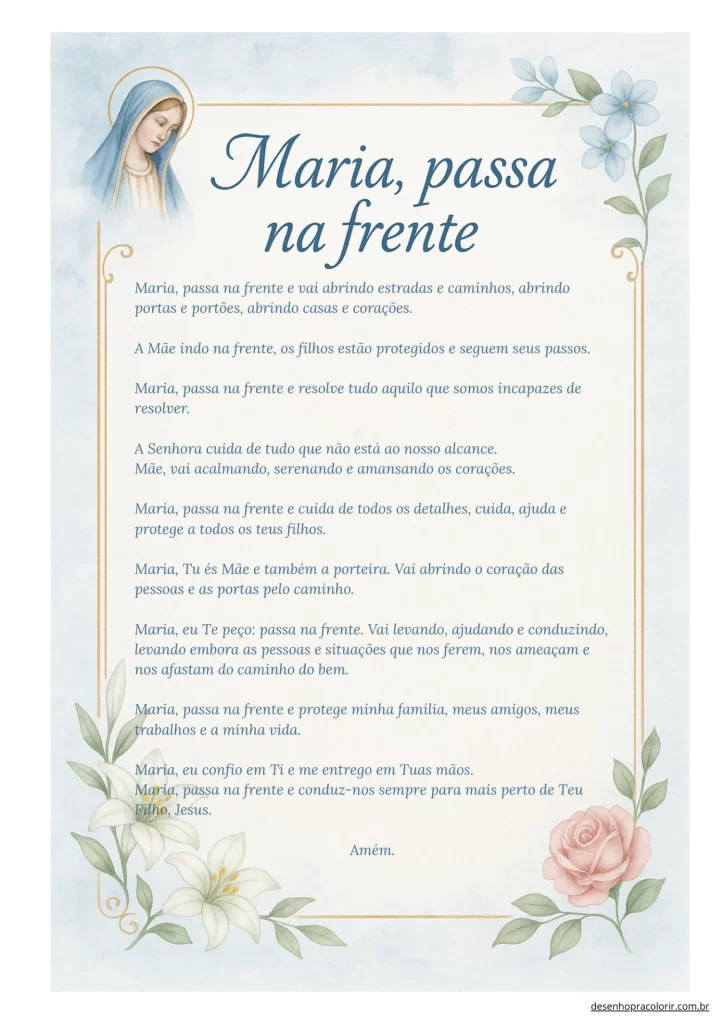 Oração Maria Passa Na Frente Para Imprimir